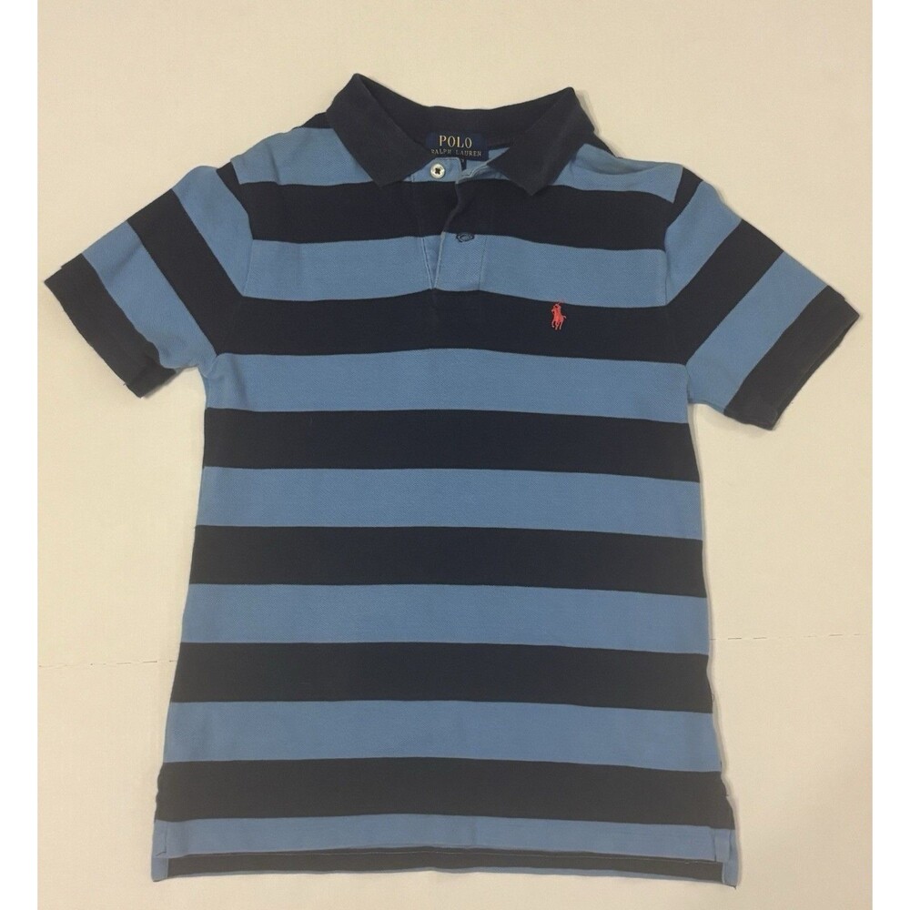 Polo Ralph Lauren Boys Striped Short Sleeve Polo Shirt Blue/Black M 10-12